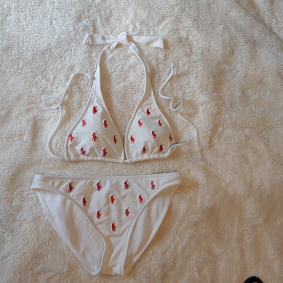 Ralph Lauren Polo Logo Bikini Bathing Suit top and Bottoms blue label - Picture 2 of 12